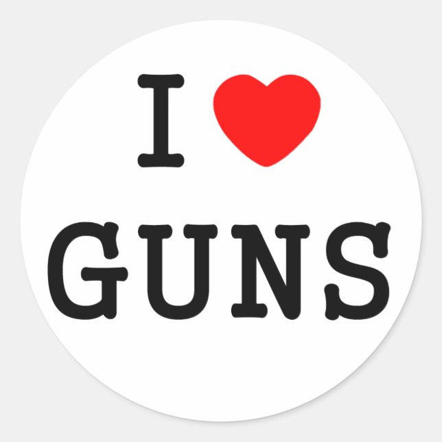 Pegatina Redonda I Heart Guns (Anverso)