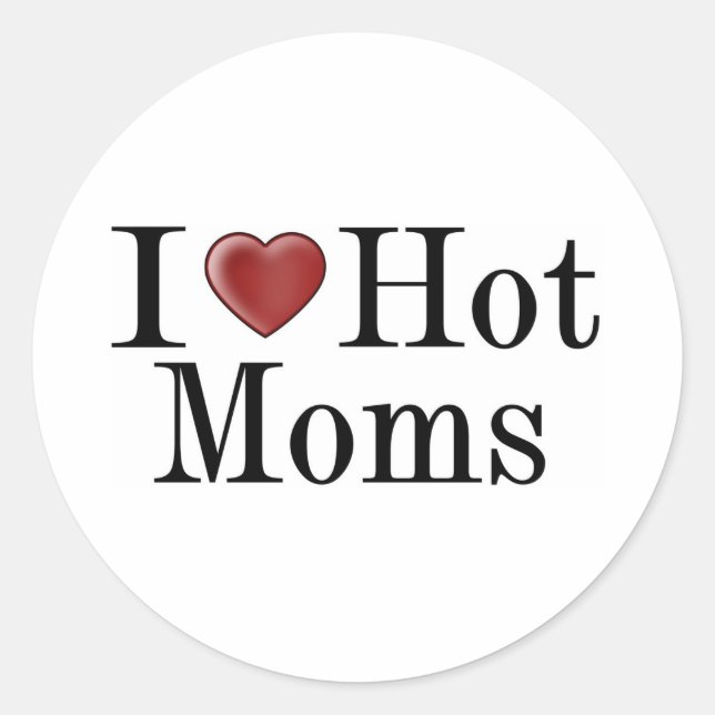 Pegatina Redonda I Heart Hot Moms (Anverso)