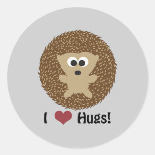 Pegatina Redonda I Heart Hugs hedgehog