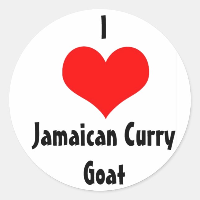 Pegatina Redonda I Heart Jamaican Curry Goat (Anverso)