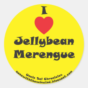 Pegatina Redonda I Heart Jellybean Merengue amarillo