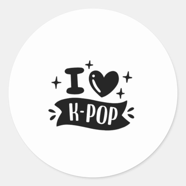 Pegatina Redonda I Heart K-Pop Sticker (Anverso)