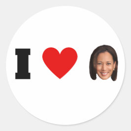 Pegatina Redonda I Heart Kamala Harris