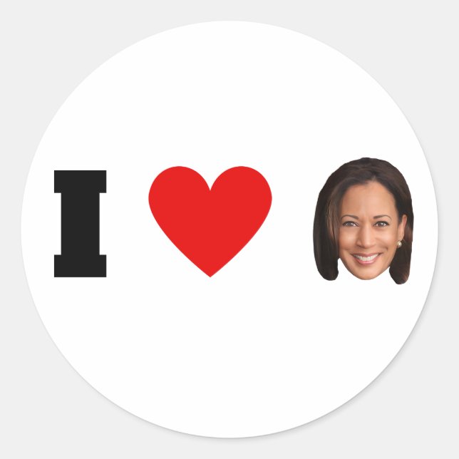 Pegatina Redonda I Heart Kamala Harris (Anverso)