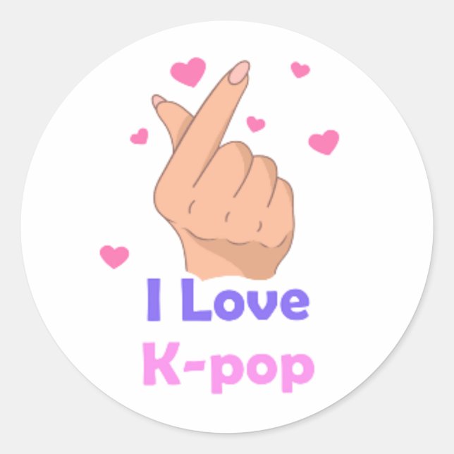 Pegatina Redonda I Heart Kpop (Anverso)