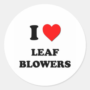 Pegatina Redonda I Heart Leaf Blowers