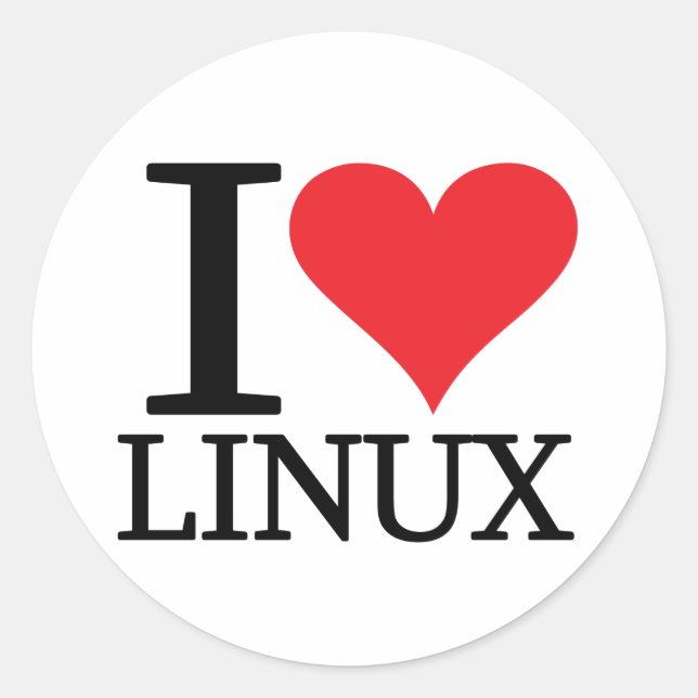 Pegatina Redonda I Heart Linux (Anverso)