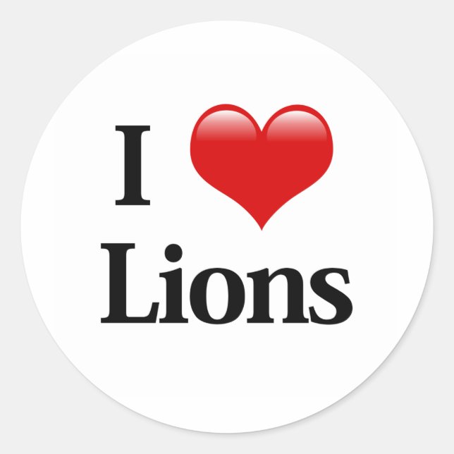 Pegatina Redonda I Heart Lions (Anverso)