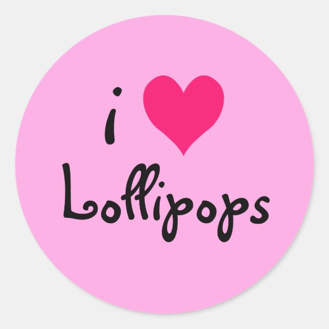Pegatina Redonda I Heart Lollipops (Anverso)