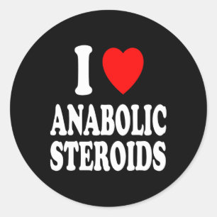 Pegatina Redonda I Heart (love) Anabolic Steroids Bodybuilding Weig
