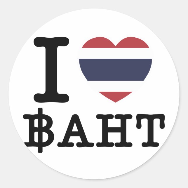 Pegatina Redonda I Heart (Love) Baht (Anverso)