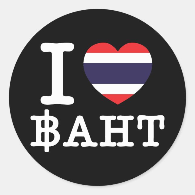 Pegatina Redonda I Heart (Love) Baht (Anverso)
