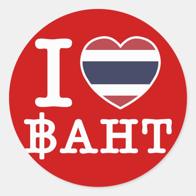 Pegatina Redonda I Heart (Love) Baht (Anverso)