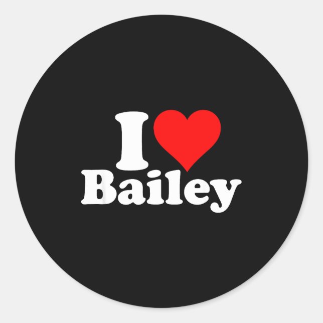 Pegatina Redonda I Heart Love Bailey  (Anverso)