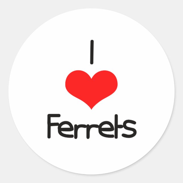 Pegatina Redonda I Heart (Love) Ferrets (Anverso)