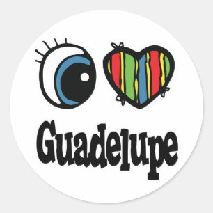 Pegatina Redonda I Heart (Love) Guadelupe