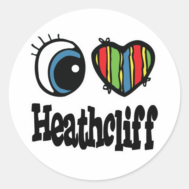 Pegatina Redonda I Heart (Love) Heathcliff (Anverso)
