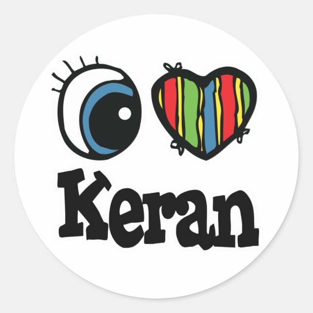 Pegatina Redonda I Heart (Love) Keran (Anverso)