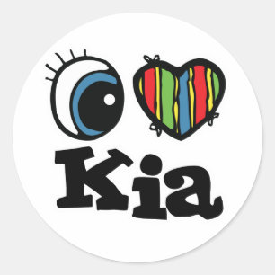 Pegatina Redonda I Heart (Love) Kia