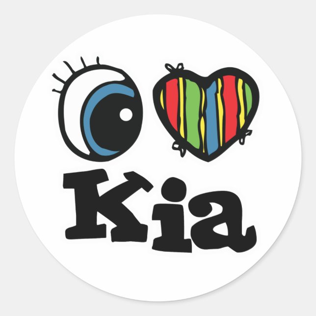 Pegatina Redonda I Heart (Love) Kia (Anverso)
