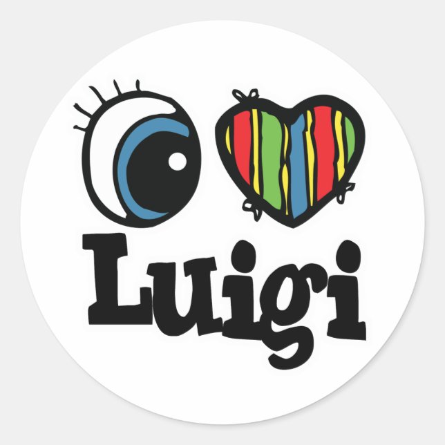 Pegatina Redonda I Heart (Love) Luigi (Anverso)