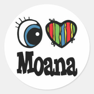 Pegatina Redonda I Heart (Love) Moana