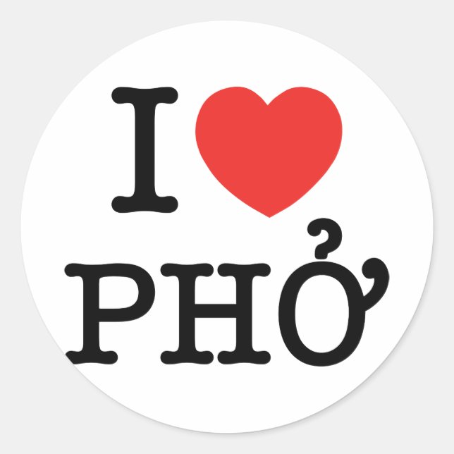 Pegatina Redonda I Heart (Love) Pho (Anverso)