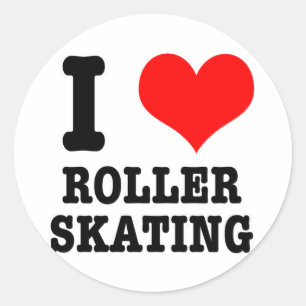 PEGATINA REDONDA I HEART (LOVE) ROLLER SKATING