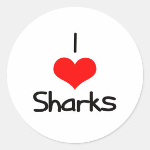 Pegatina Redonda I Heart (Love) Sharks