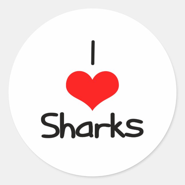 Pegatina Redonda I Heart (Love) Sharks (Anverso)