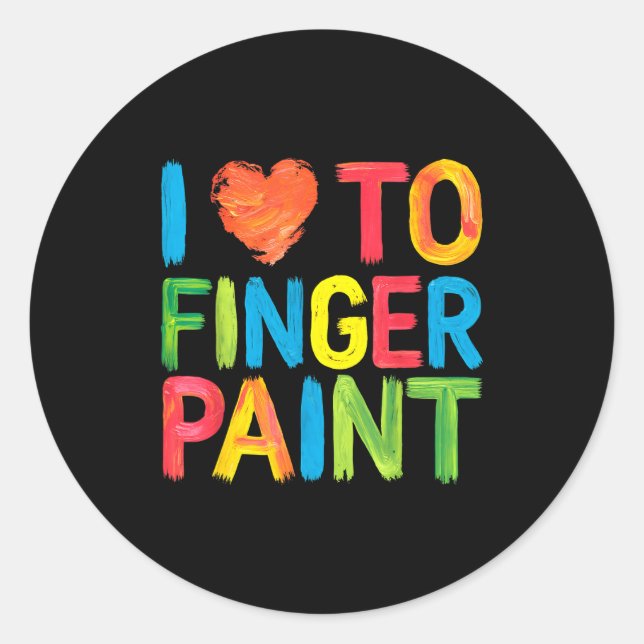 Pegatina Redonda I Heart Love To Finger Paint Cute Couple Valentine (Anverso)