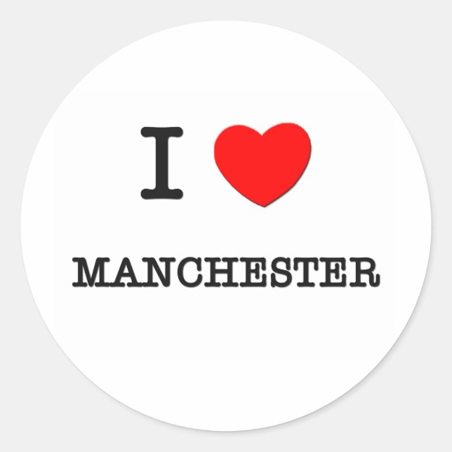 Pegatina Redonda I Heart MANCHESTER (Anverso)