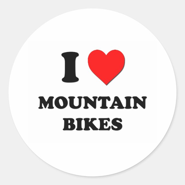 Pegatina Redonda I Heart Mountain Bikes (Anverso)