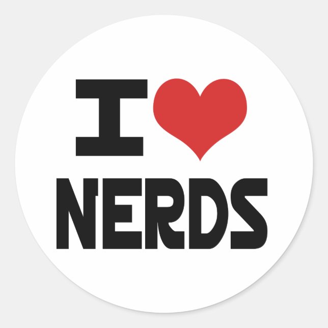Pegatina Redonda I Heart Nerds (Anverso)