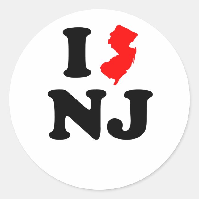 Pegatina Redonda I Heart NJ (Anverso)