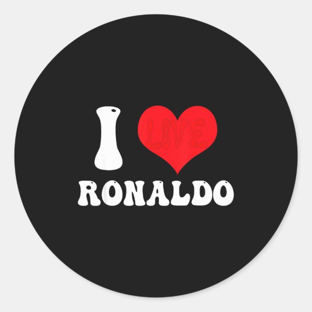 Pegatina Redonda I Heart Ronaldos First Name Groovy D Valentines  (Anverso)