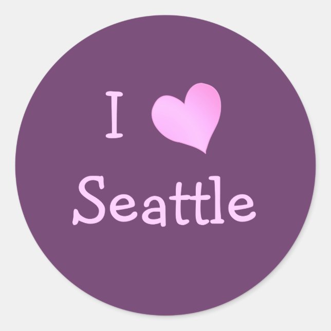 Pegatina Redonda I Heart Seattle (Anverso)