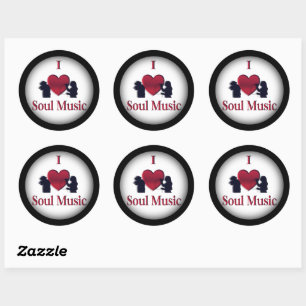 Pegatina Redonda I Heart Soul Music Framed