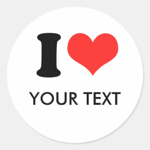 Pegatina Redonda I HEART (tu texto)
