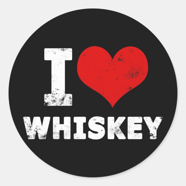 Pegatina Redonda I Heart Whiskey (Anverso)