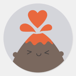 Pegatina Redonda I Lava You Kawaii Volcano