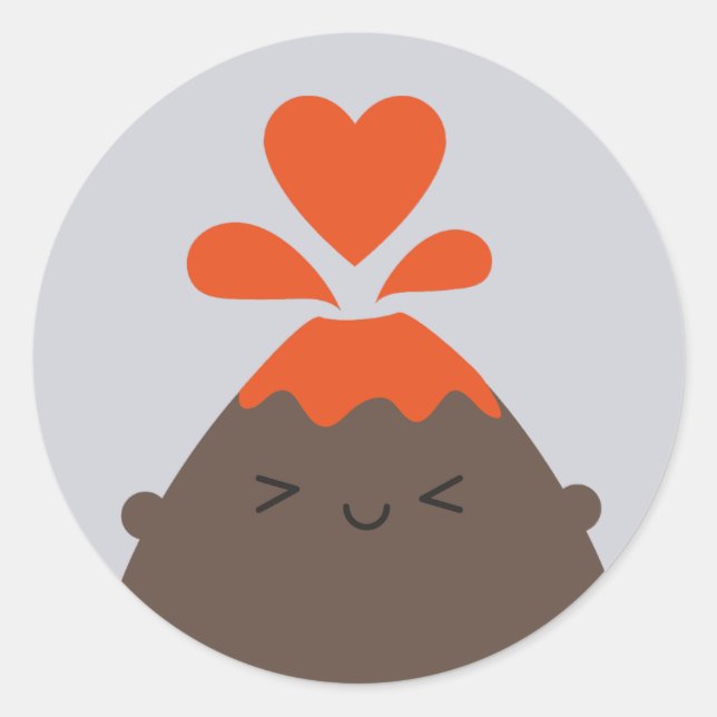 Pegatina Redonda I Lava You Kawaii Volcano (Anverso)