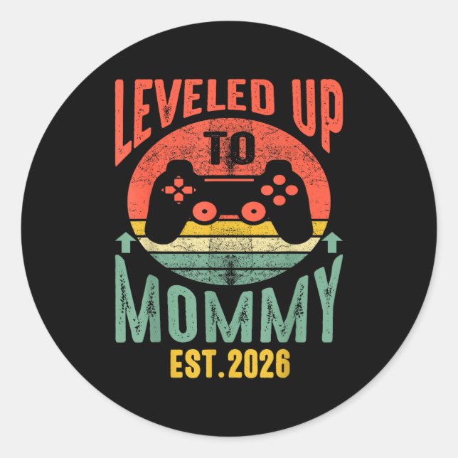 Pegatina Redonda I Leveled Up To Mommy 2026 Pregnancy Announcement  (Anverso)