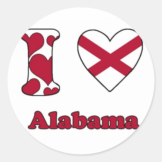 Pegatina Redonda I love Alabama (Anverso)