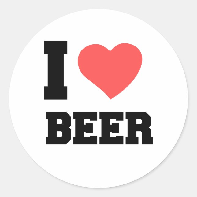 PEGATINA REDONDA I LOVE BEER (Anverso)