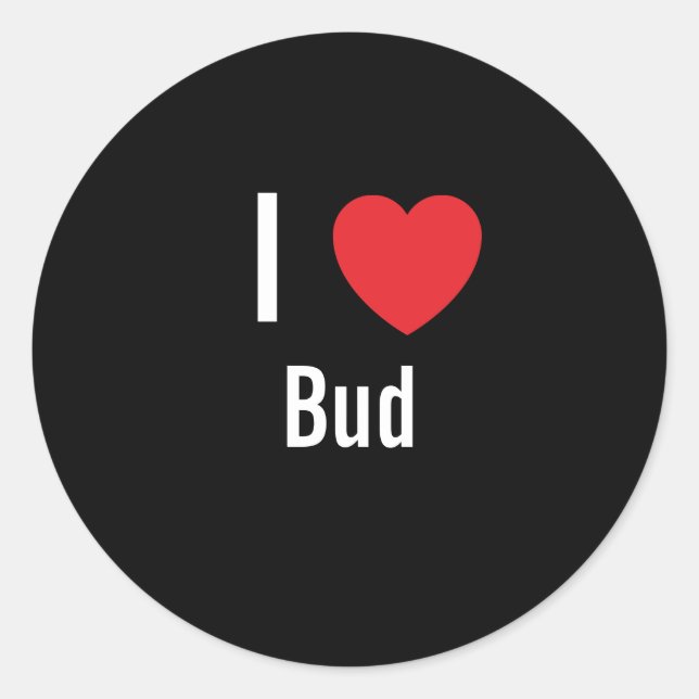 Pegatina Redonda I love Bud (Anverso)