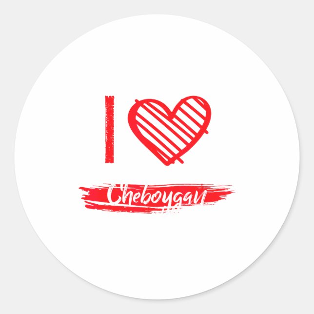 Pegatina Redonda I Love Cheboygan I Heart Cheboygan  (Anverso)