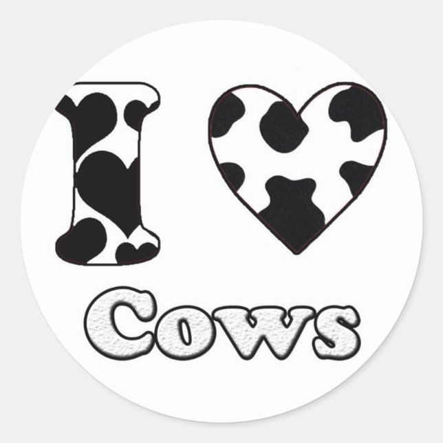 Pegatina Redonda I love cows (Anverso)