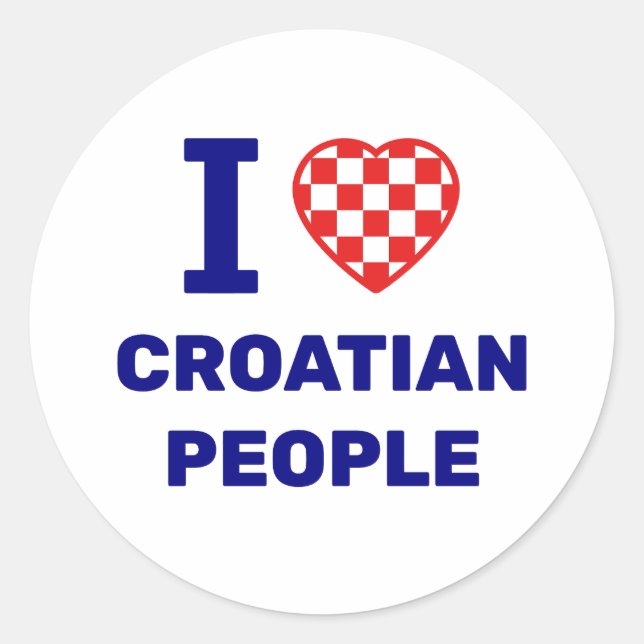 Pegatina Redonda I Love Croatian People (Anverso)
