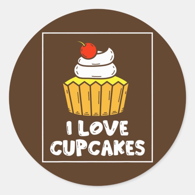 Pegatina Redonda I Love Cupcakes Cute Lover Cupcake Eat  (Anverso)